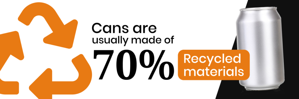 cans are made of 70% recycled materials